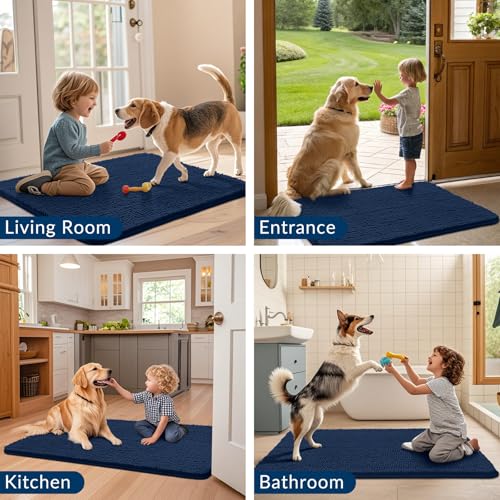 Dog Door Mat for Muddy Paws 48x30 (Dark Blue / 48"X30")