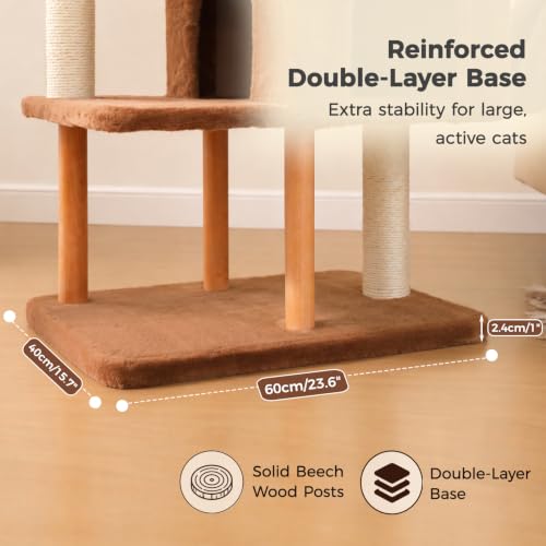 53" Modern Cat Tree Large Cats (Wooden Brown / 53")