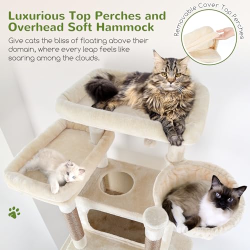 Giant Tall Heavy Duty Cat Tower for Indoor Large Cats (Beige / 83 inch)