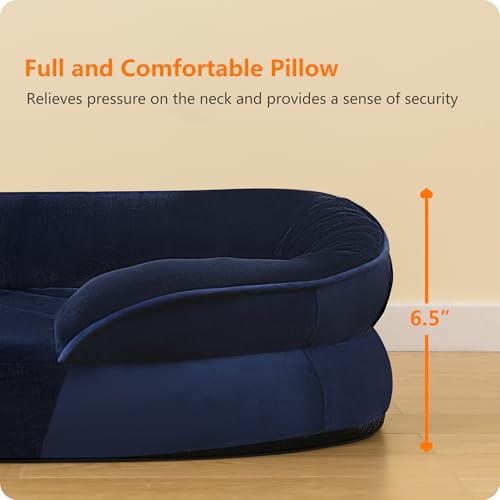 Orthopedic Waterproof Large Dog Bed Sofa (Navy Blue / Large(42 x 31 x 6.5 inch))