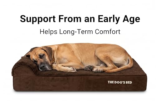 The Dog’s Bed Orthopedic Memory Foam Dog Bed with Headrest XL (Brown Plush / XL (46"L x 28"W x 4"Th))