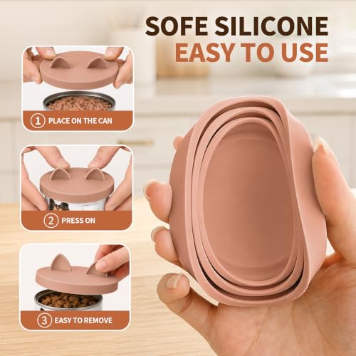3-in-1 Dog Food Can Lids, Cat Food Can Covers, 2pcs, Coral (Nude Pink)