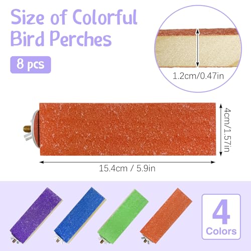 Hamiledy Colorful Bird Perches Wooden Paw Grinding Board Parakeets Stand Platform Bird Chewing Toys Cage Accessories for Budgies Cockatiels Conure Lovebirds Parrots Hamsters