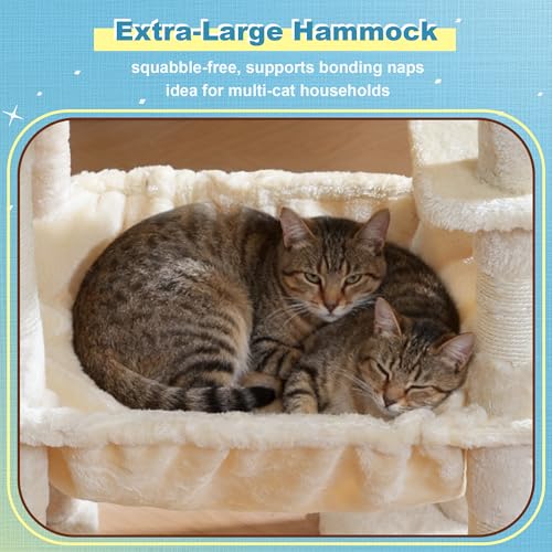 Cat Tree Tower with 3 Condos (74.8 inches / Beige)