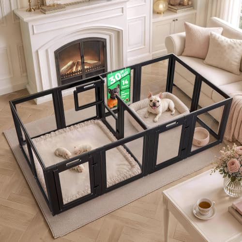 AuraSpace Acrylic Dog Playpen with Whelping Door (Black / 30"H)