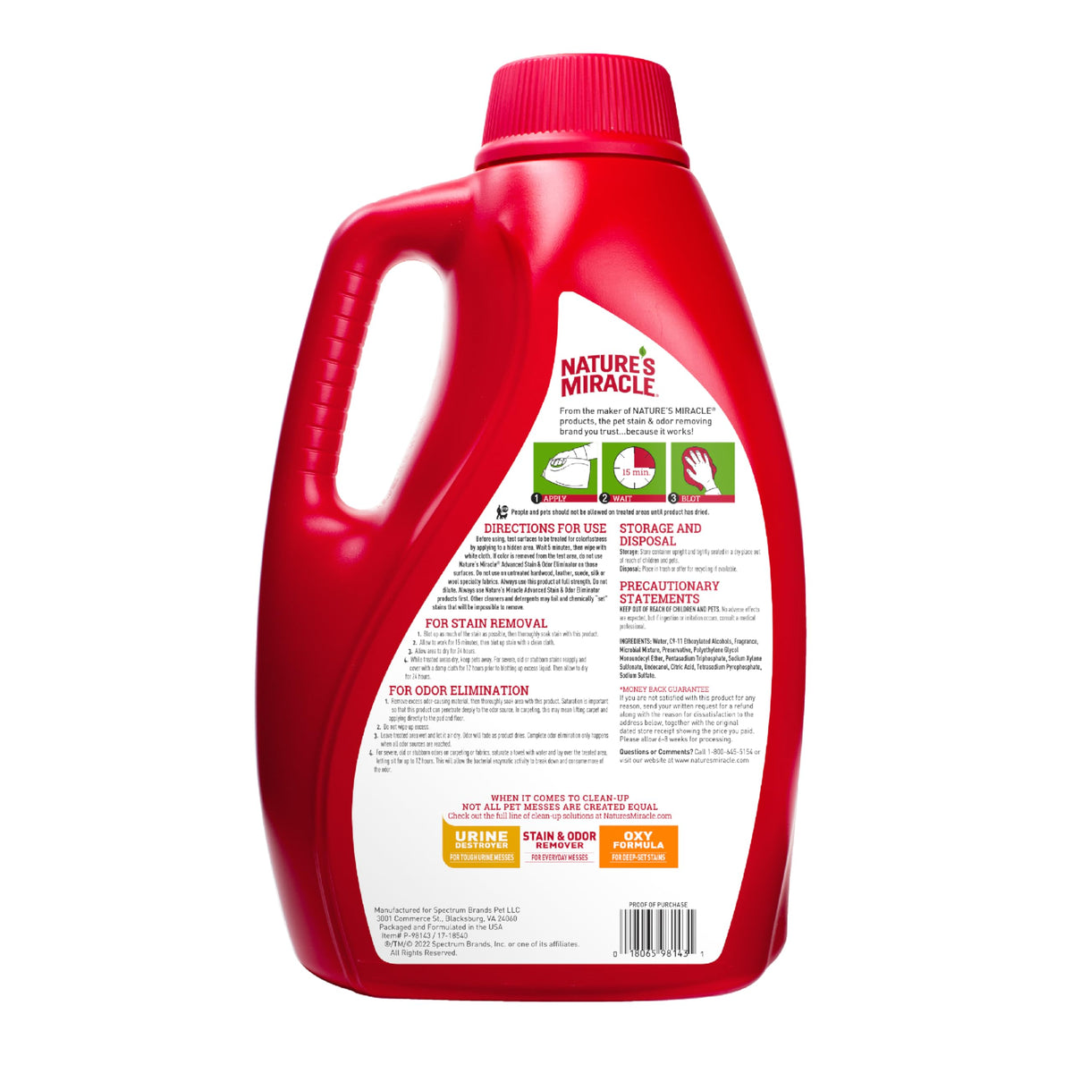 Nature’s Miracle Advanced Dog Stain & Odor Eliminator (Pour / 128 Fl Oz (Pack of 1))
