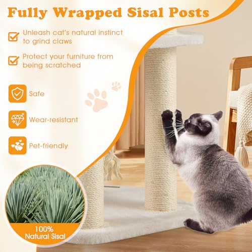 41 Inch Modern Cat Tree for Indoor Cats (41 inches / Beige)