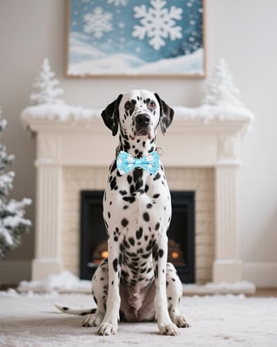 10 Pack Winter Dog Bowties for Large Dogs Sliding on Collar (M/L)