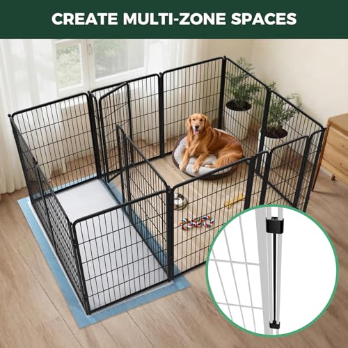Homeplus Indoor Dog Playpen with Divider Connectors (Black / 40"H)