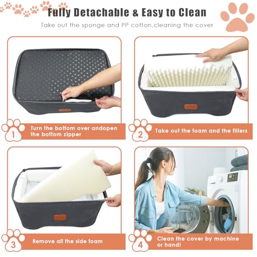 Memory Foam Booster Dog Car Seat for Medium Dogs Under 45 LBS (Grey / Medium)