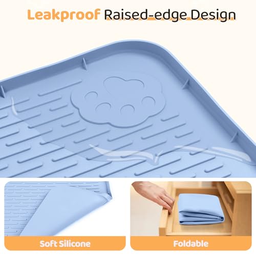 Dog Food Mat 50''x35'' Extra Large Dog Mat for Food and Water (50"L x 35"W / Blue)