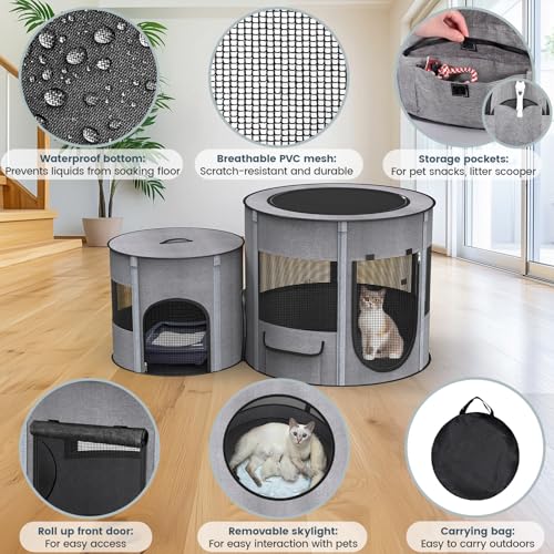 Portable Cat Playpen with Tunnel (XL-Tunnel)
