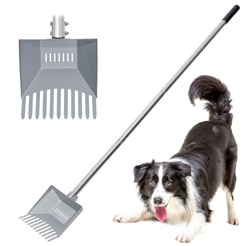 Heavy Duty Pooper Scooper 66in Tempered Spring Steel Scoop Long Stainless Steel Handle Dog Pooper Scooper for Large Dogs Outdoor Pet Waste Removal Shovel