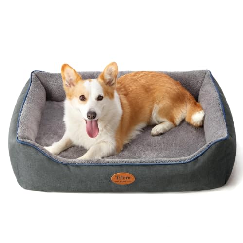 Orthopedic Dog Beds for Medium Dogs (31.5"L x 25.2"W x 7"Th / Dark Grey-Velvet)