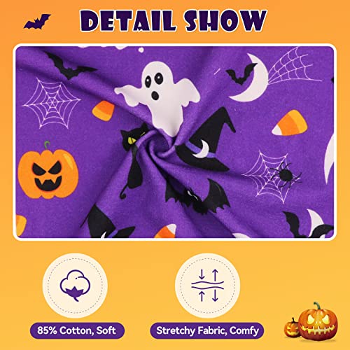 Dog Halloween Pajamas Dog Costumes Pjs Stretchy Funny Costumes Pet Clothes Outfit Pajamas for Small Dogs Puppy Cat (X-Small / Purple Halloween)
