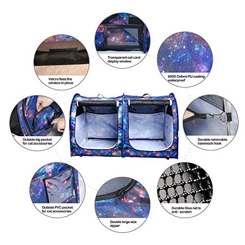 Mispace Portable Twin Compartment Show House Cat Cage (The starry sky)