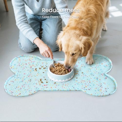 Dog Food Mat Anti (19.4" x 9.8" / Donut Blue)
