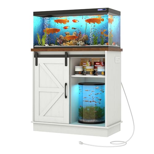 Farmhouse 20 29 Gallon Fish Tank Stand w (Rustic White / 20 Gallon)