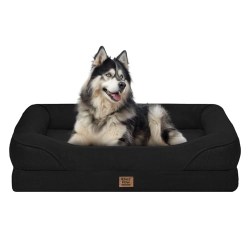 Orthopedic Washable XXL Dog Bed for Extra Large Dogs (Black / 45"L x 35"W x 7.5"Th)