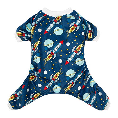 Small Dogs Outfit Soft Puppy Onesies Pjs Dog Pajamas Pet Coat Cat Apparel Comfy Doggie Jumpsuit Bodysuit for All Seasons (Rocket / X-Large)