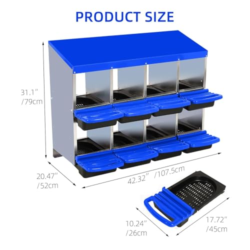Chicken Nesting Boxes (46.3"L x 17.3"W x 10.8"H / Blue)