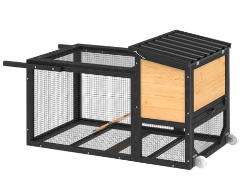 2 Story Bunny Hutch with Wheels and Chew (47.2"L x 21.98"W x 27.2"H)