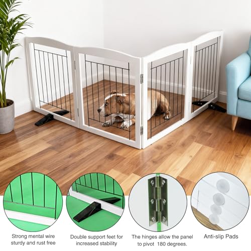 Freestanding Dog Fence Indoor (White / 【4 Panels】80''w x 24''h)