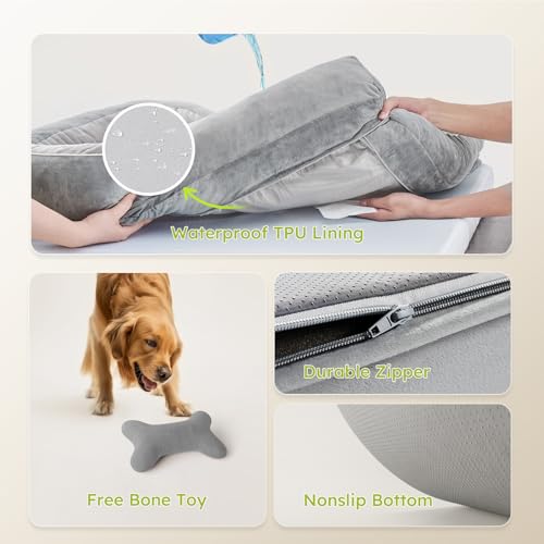 XXL Dog Bed for Extra Large Dogs (Light Grey / X-Large(53"L x 42"W x 9.5"Th))