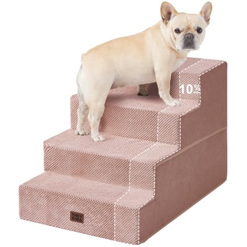 Dog Stairs for Bed 18" H (Pink / Extra Wide 16.5" x 28" x 18")