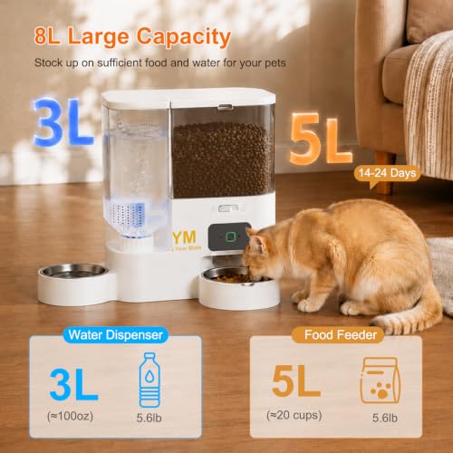 Automatic Cat Feeder and Water Dispenser (White-2)