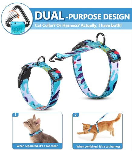 Cat Harness and Leash Set (Hawaiian Ocean Blue / Small (4-10 lb))