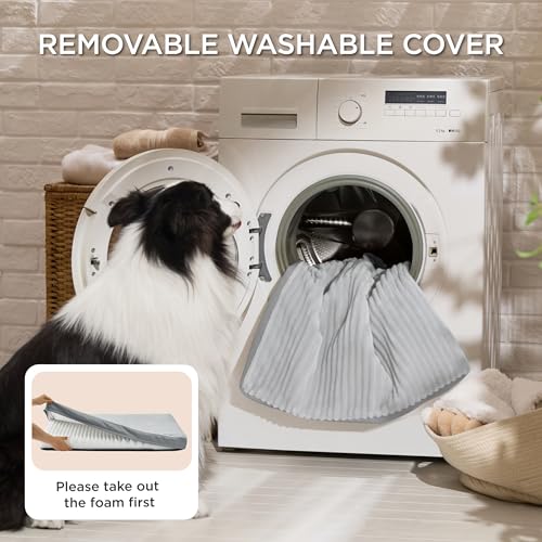 ComfyFleece XL Dog Bed for Crate with Washable Cover (41x27x3.3 / Pastel Grey)