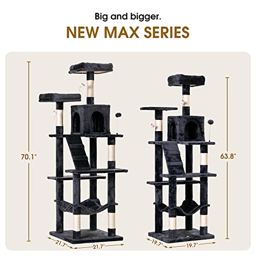 70.1 Inch Large Cat Tree (70.1 in / Smoky Gray)