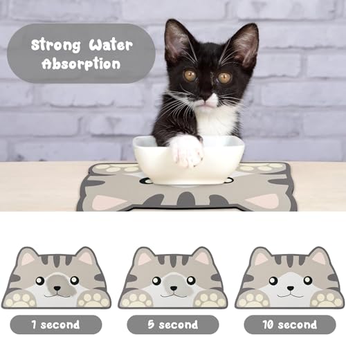 Cat Food Mats for Floor (Cat Head / 17.7"L x 9.8"W)