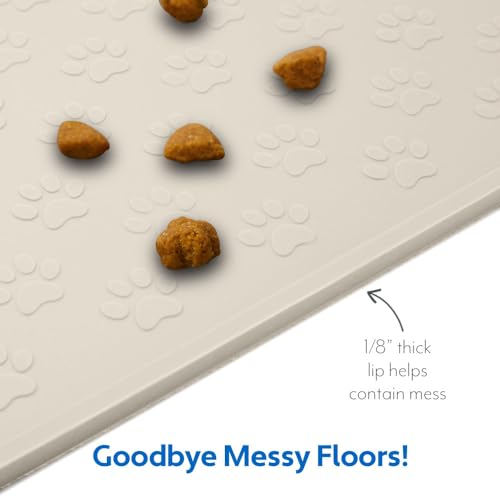100% Waterproof Dog Food Mat (Cream / 18"L x 12"W)