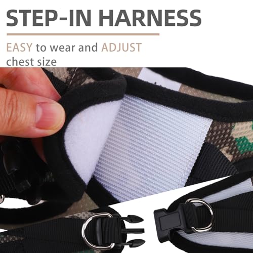 Dog Harness Collar and Leash Set No Pull for Small Medium Sized (Camouflage / M (CHEST 16"-18"))