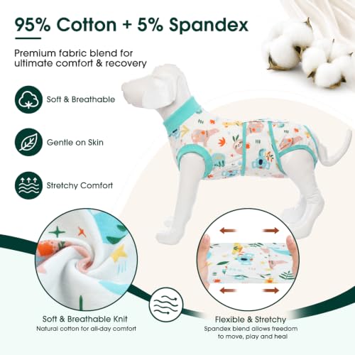 Recovery Suit for Dogs Cats (S (Back:11.4-13.4'', Weight:7-15 Lb) / Jungle Critter)