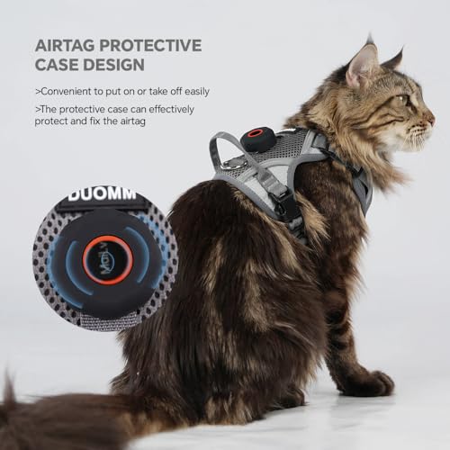 Cat Harness and Leash Set with AirTag Holder (Grey (Holder for Airtag) / M)