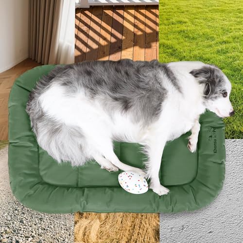 Durable Dog Bed Tough and Tear Proof Dog Crate Bed with Heavy (Green / XL(42"x29"x3"）)