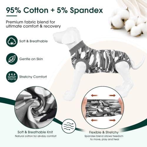 Recovery Suit for Dogs Cats (S (Back:11.4-13.4'', Weight:7-15 Lb) / Ash Camo)