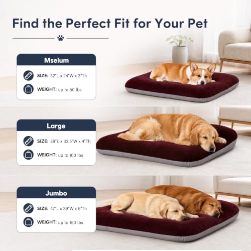 Orthopedic Extra Large Dog Bed 47 Inch (47.0"L x 39.0"W x 5.0"Th / Burgundy)