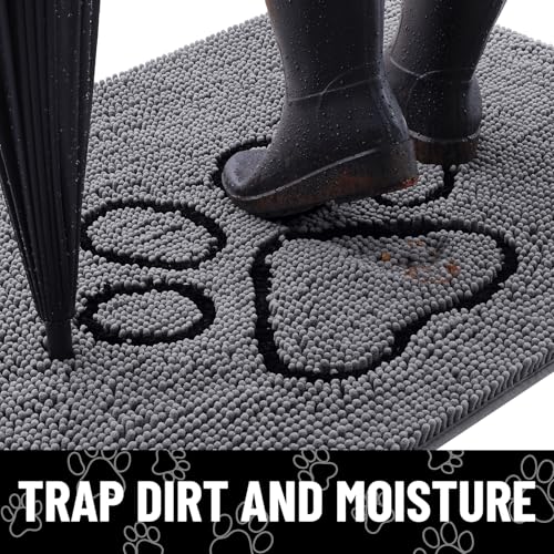 Dog Door Mat for Muddy Paws (59"X24" / Dark Grey and Black)