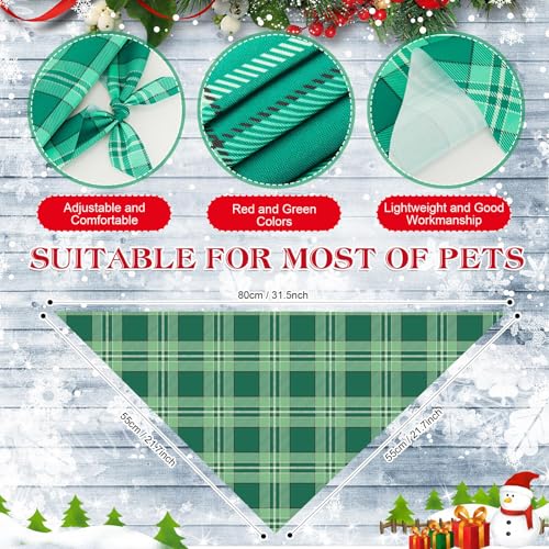 100 Pcs Christmas Plaid Dog Bandanas Bulk (Christmas Plaid / 31.5 x 21.7 x 21.7 Inch)