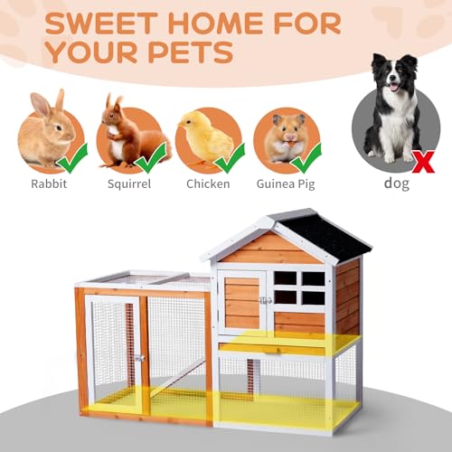 Rabbit Hutch Small Wood Chicken Coop (Orange)