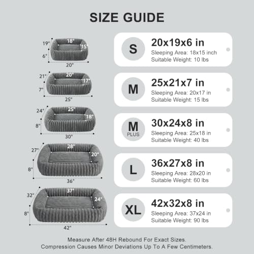 Dog Beds Large Sized Dog (Grey / L(36"x27"x8"))
