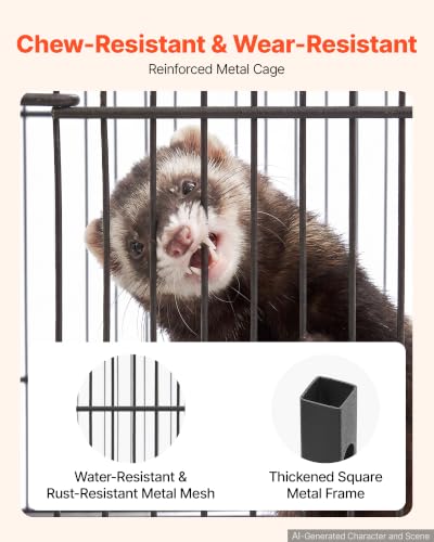 Metal Small Animal Cage 39.8" H 3 (24.8"L x 14.2"W x 39.8"H)
