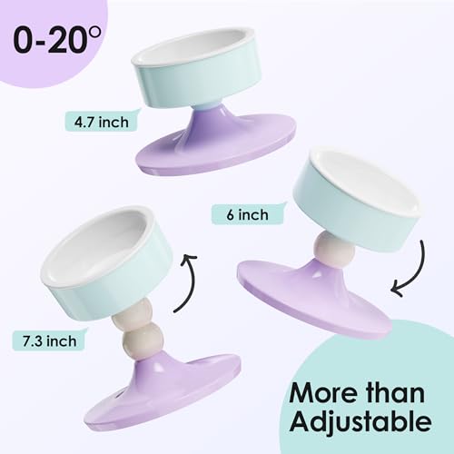 Ceramic Elevated Raised Cat Bowls (Lavender & Mint)