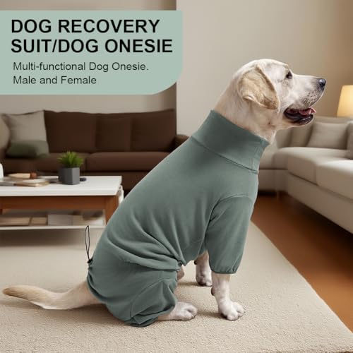 Dog Pyjamas PJS Sweater Clothes and Home Clothing Suitable for Medium to Large Breeds of Dogs (Thick Green / 3XL)
