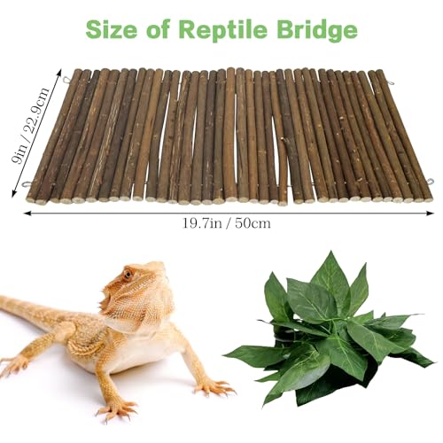 Bendable Wooden Reptile Hideout Ladder Bridge Hiding Hut Tunnel Toys Climbing Bridge Chew Toy Habitat Accessories for Bearded Dragons Ball Python Guinea Pigs Rabbits