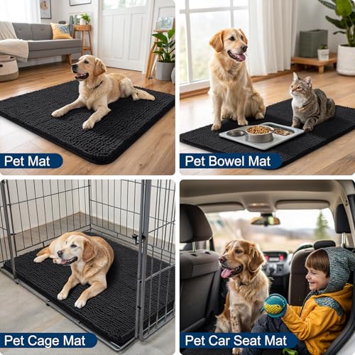 Dog Door Mat for Muddy Paws 47x17 (Black / 47"X17")